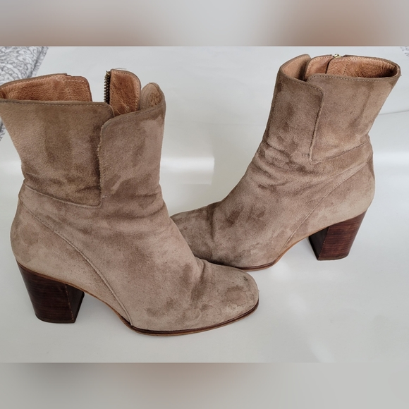 FREE PEOPLE Tan Suede Block Heel Boots - Picture 6 of 14